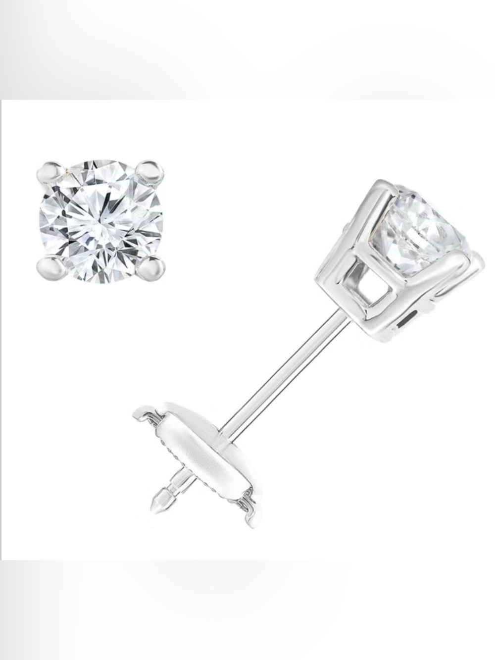 Sterling Silver Clear Cubic Zirconia Stud Earrings - Women Jewelry